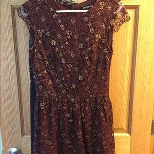 Semi Formal Cocktail Dress burgundy and gold